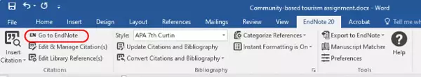 از برگه EndNote روی گزینه Go to EndNote کلیک کنید.
