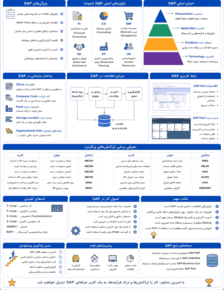 SAP اینفوگرافیک مفاهیم و نکات مهم SAP
