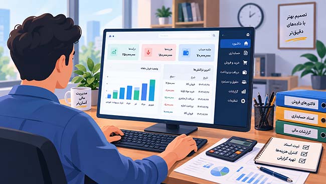 78 در حال کار با نرم افزار حسابداری ایرانی