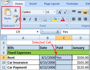 working with excel cells