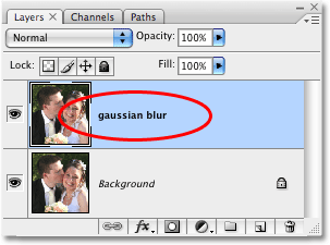 Renaming 'Layer 1' to 'gaussian blur'. 