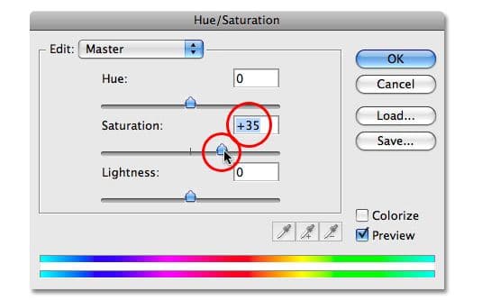 افزایش رنگ بخش اصلی موضوع با Hue / saturation