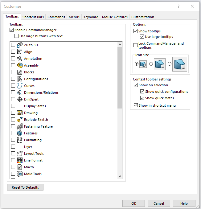 سفارشی کردن Solidworks