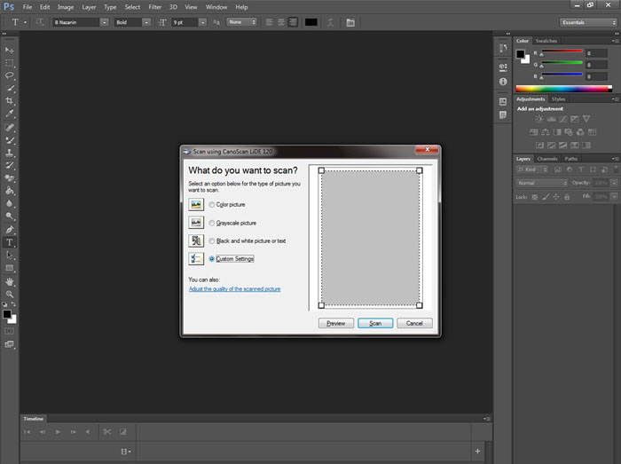 Scan a photo in Photoshop 2