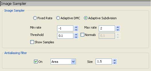 تنظیمات Adaptive Subdivision Image Sampler