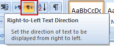 منوی Home و در بخش Paragraph گزینه‌ Right-to-left Text Direction را انتخاب کنید