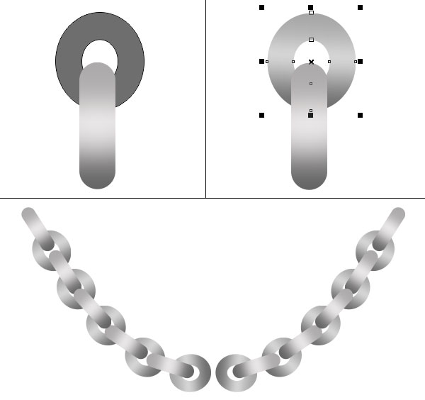 Rounded rectangles and circles form chain links
