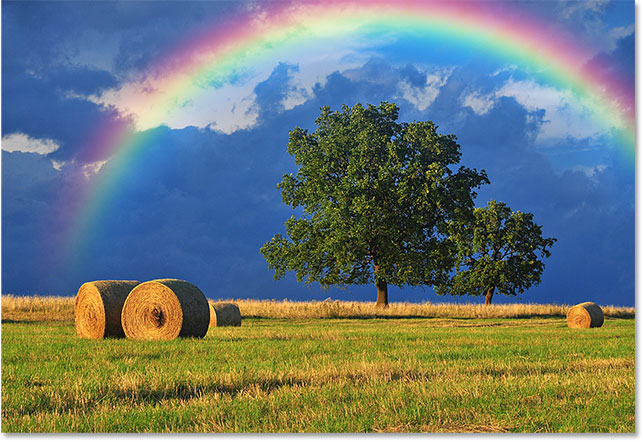 A rainbow added to an image in Photoshop.