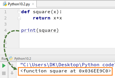 هنگامی که دستور " print square" را اجرا می کنید ، مقدار شی را برمی گرداند