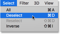 Choosing the Deselect command from under the Select menu.  Image © 2016 Photoshop Essentials.com