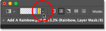 Clicking the arrow beside the gradient preview thumbnail. 