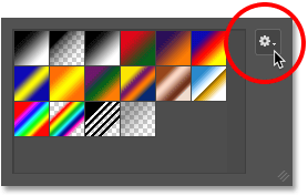Clicking the gear icon in the Gradient Editor. 