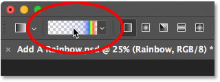 Clicking the gradient preview thumbnail in the Options Bar. 