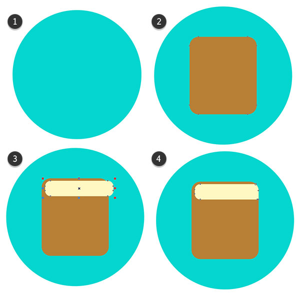 Draw circles and rectangles for the base of the icon design