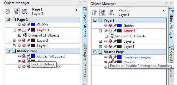 object manager properties and options
