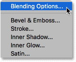 Opening the Blending Options in Photoshop
