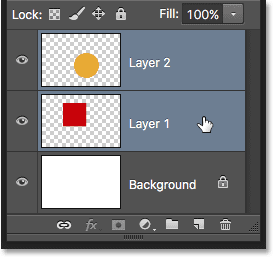 Selecting both layers at once in the Layers panel. 