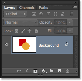 The Background layer in the Layers panel in Photoshop. Image © 2016 Photoshop Essentials.com