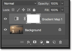 The Layers panel now showing the Gradient Map adjustment layer. 