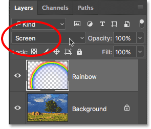 The rainbow now appears at the size and location I wanted. 