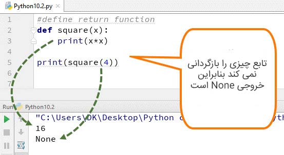 دستور Return در پایتون مشخص می کند که چه مقدار بازگشتی به فراخواننده تابع استفاده شود.