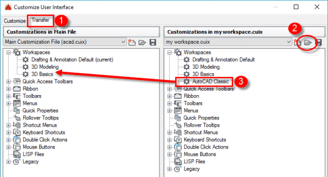 کلیک برok برای ذخیره تنظیمات و خروج از پنجره CUI 