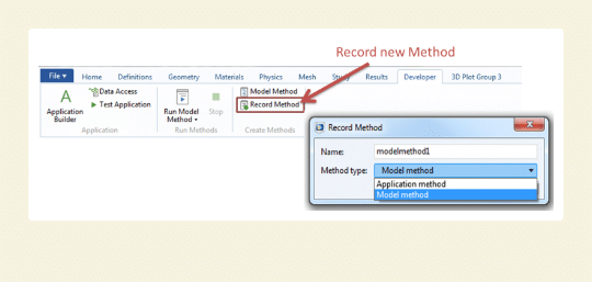 گزینه Developer و سپس Record Method بری ایجاد متد