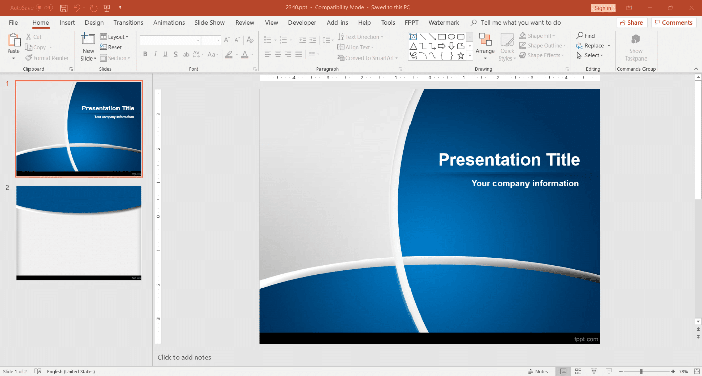 Blue design for PowerPoint as a template