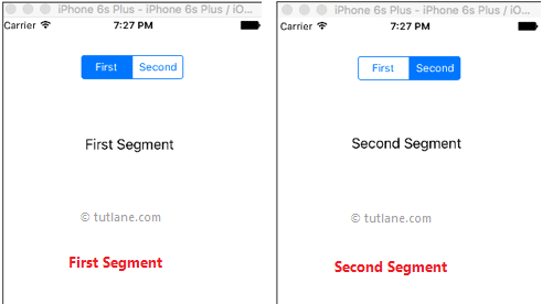 ios segmented control example result or output