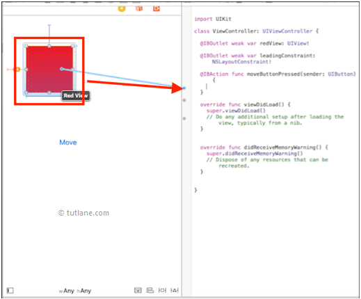 ios view transitions map controls to viewcontroller.swift file in xcode