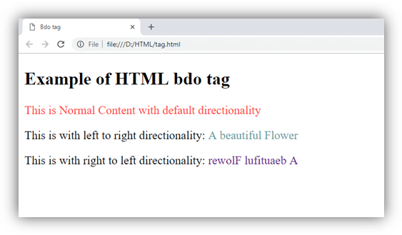 آموزش تگ  bdo در HTML