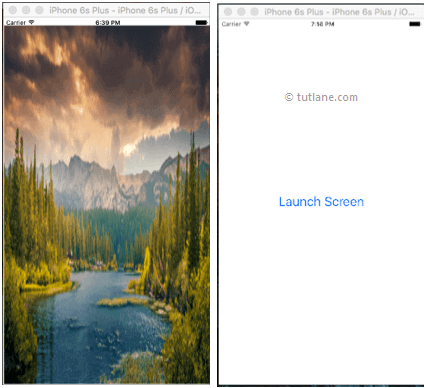 ios launch screen application example result or output