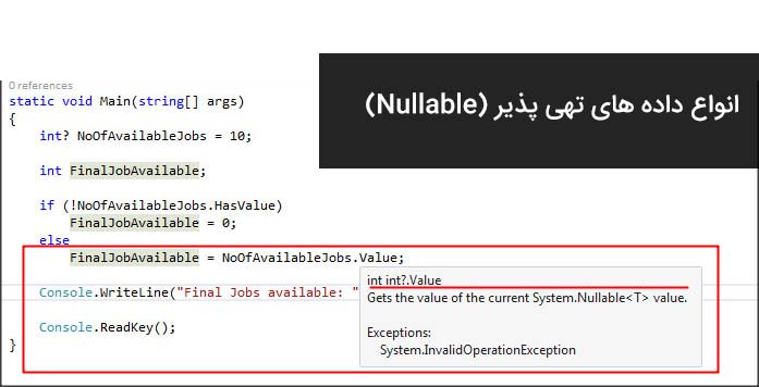 آموزش انواع داده های تهی پذیر (Nullable) در سی شارپ