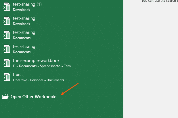 روی گزینه Open Other Workbooks در گوشه سمت چپ پایین کلیک و سپس در پنجره ای که نتایج را نشان می هد، گزینه Browse را در سمت چپ پنجره انتخاب کنید.