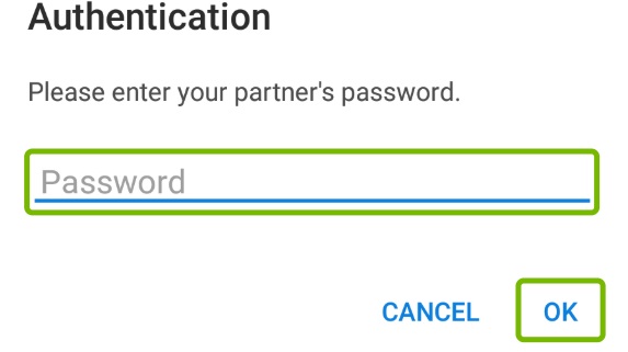 رمز عبور را وارد کنید، سپس OK را انتخاب کنید.