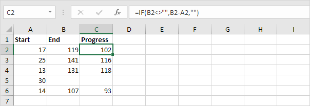 اگر مقداری در ستون End وارد نشده باشد می توانید از تابع IF برای نمایش رشته خالی (سلول خالی) استفاده کنید
