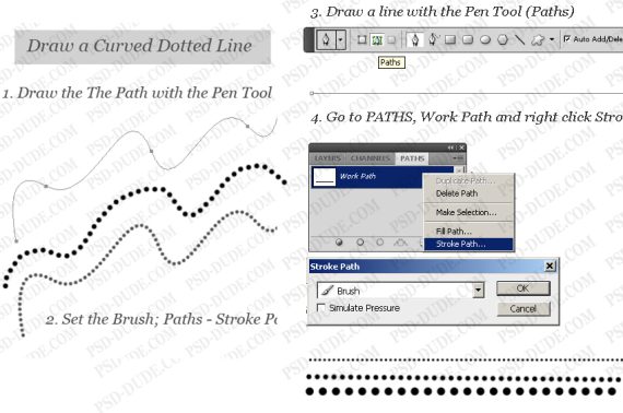 How to draw straight lines, curves and dashes in Photoshop - DED9