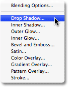 Drop Shadow را از لیست سبک های لایه ای که ظاهر می شوند انتخاب کنید