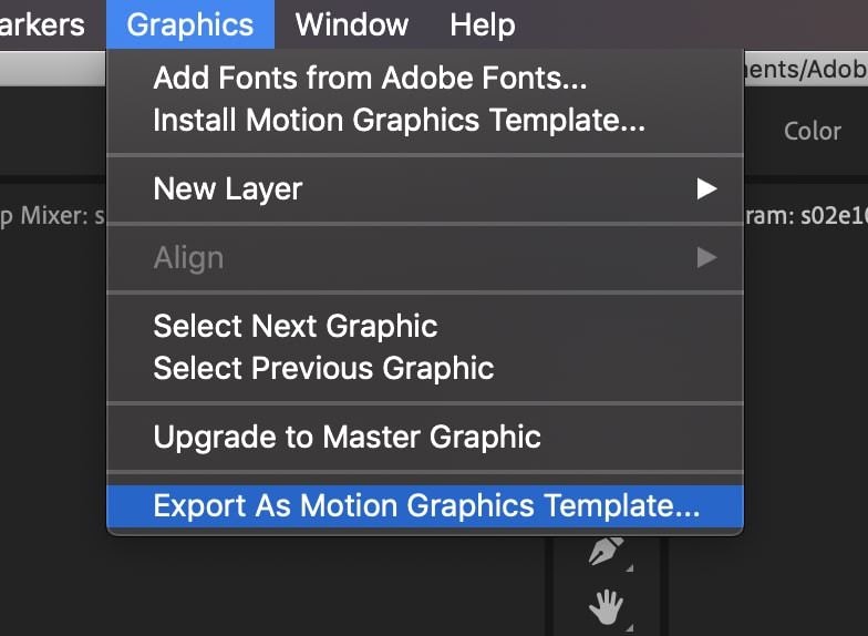export as motion graphics template 
