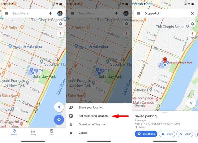 google-maps-set-parking