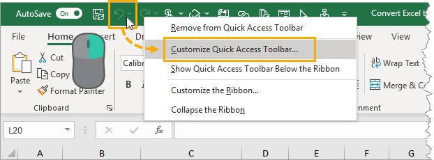 Customize-the-Quick-Access-Toolbar 5 Ways to Convert Excel Files to PDF