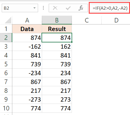 Formula to convert negative numbers to positive numbers