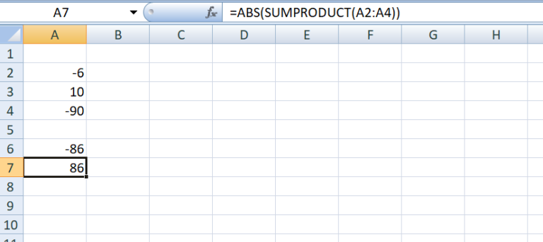 با استفاده از تابع ABS می توانیم یک عدد مطلق را بدست آوریم