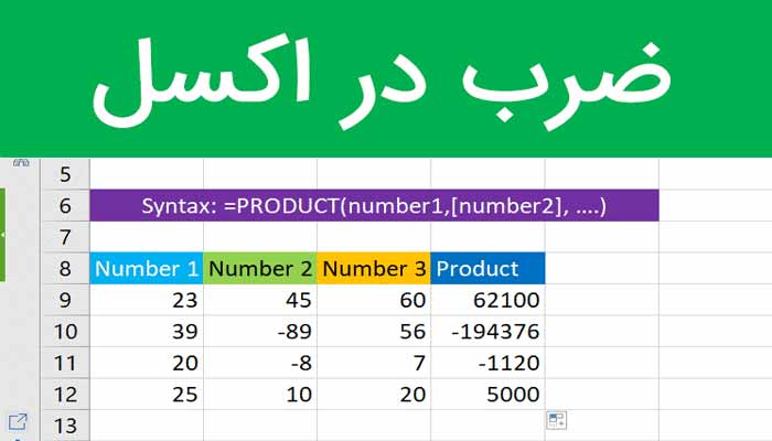 ضرب در اکسل (تابع پروداکت)