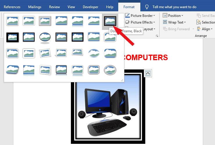 add picture border in word
