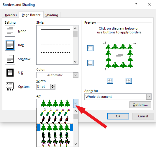 how to add a christmas border in word