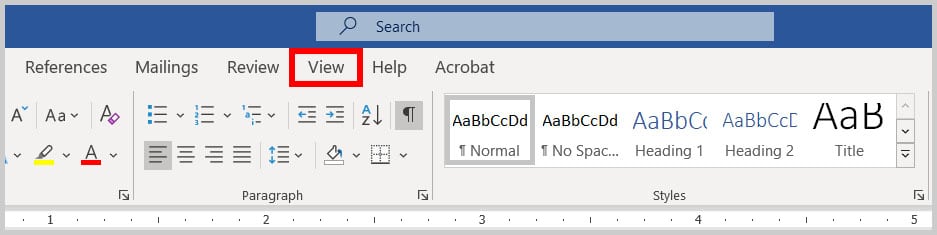 View tab in Word 365