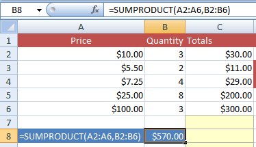 Excel SUMPRODUCT