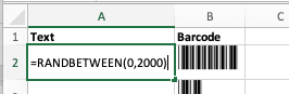 Creating Barcodes in Excel Random Formula