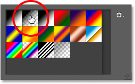 Choosing the Foreground to Transparent gradient from the Gradient Picker. 